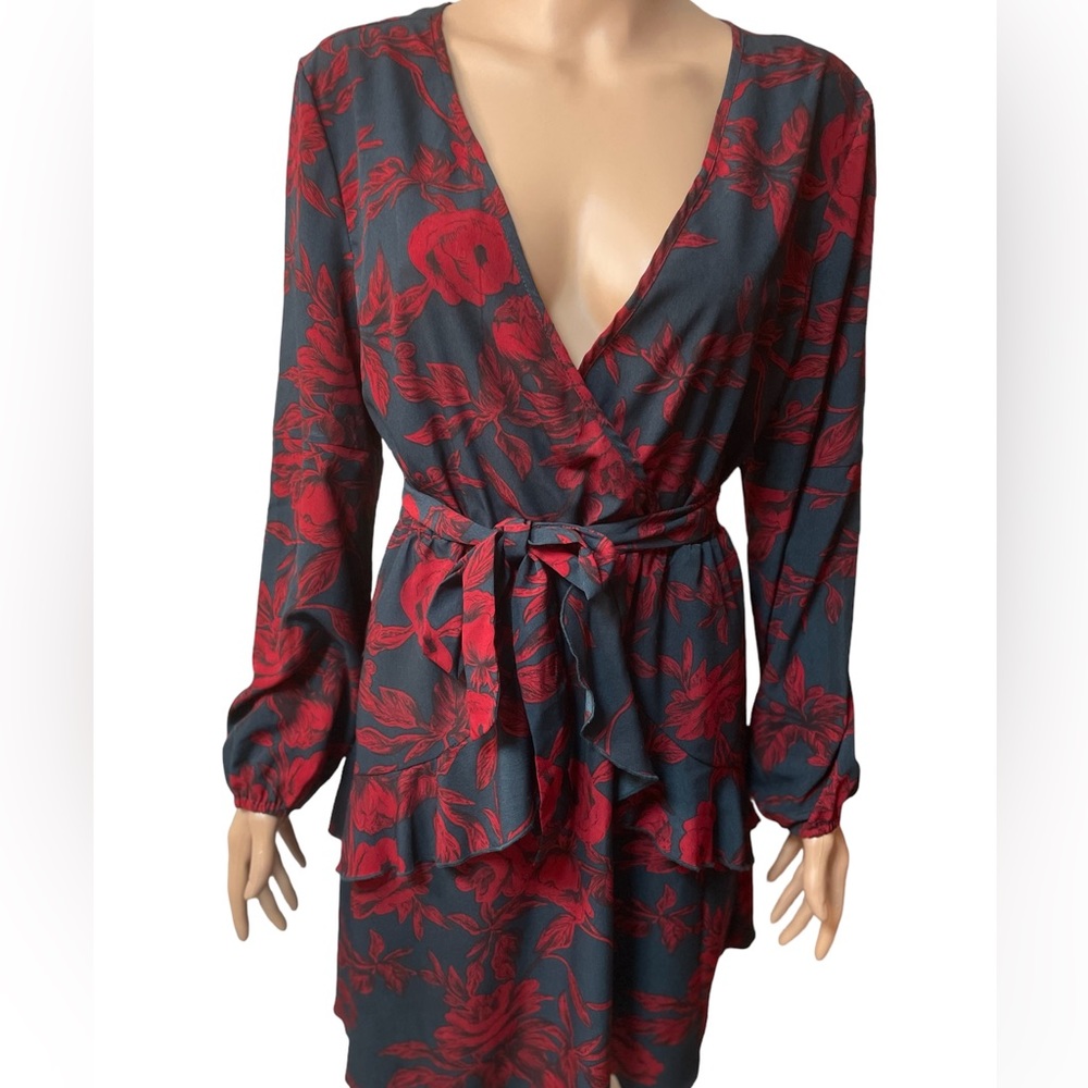 Navy Blue & Red Cocktail Dress - Size: XL